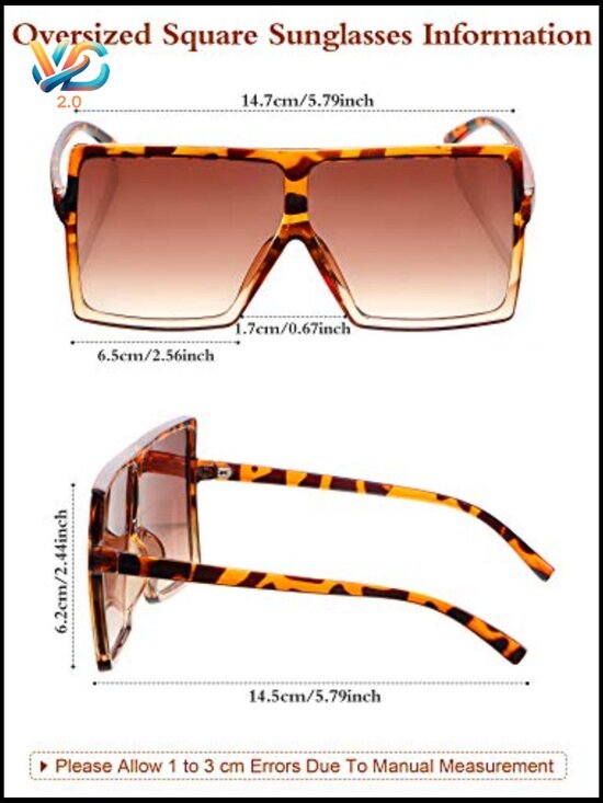 Oversized Square Sunglasses 6 Pack Classic Retro Y2K Shield Shades for Women